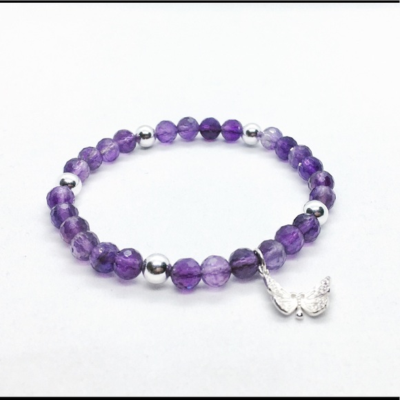 Handcrafted Amethyst & Sterling Silver Bracelet - Picture 1 of 2